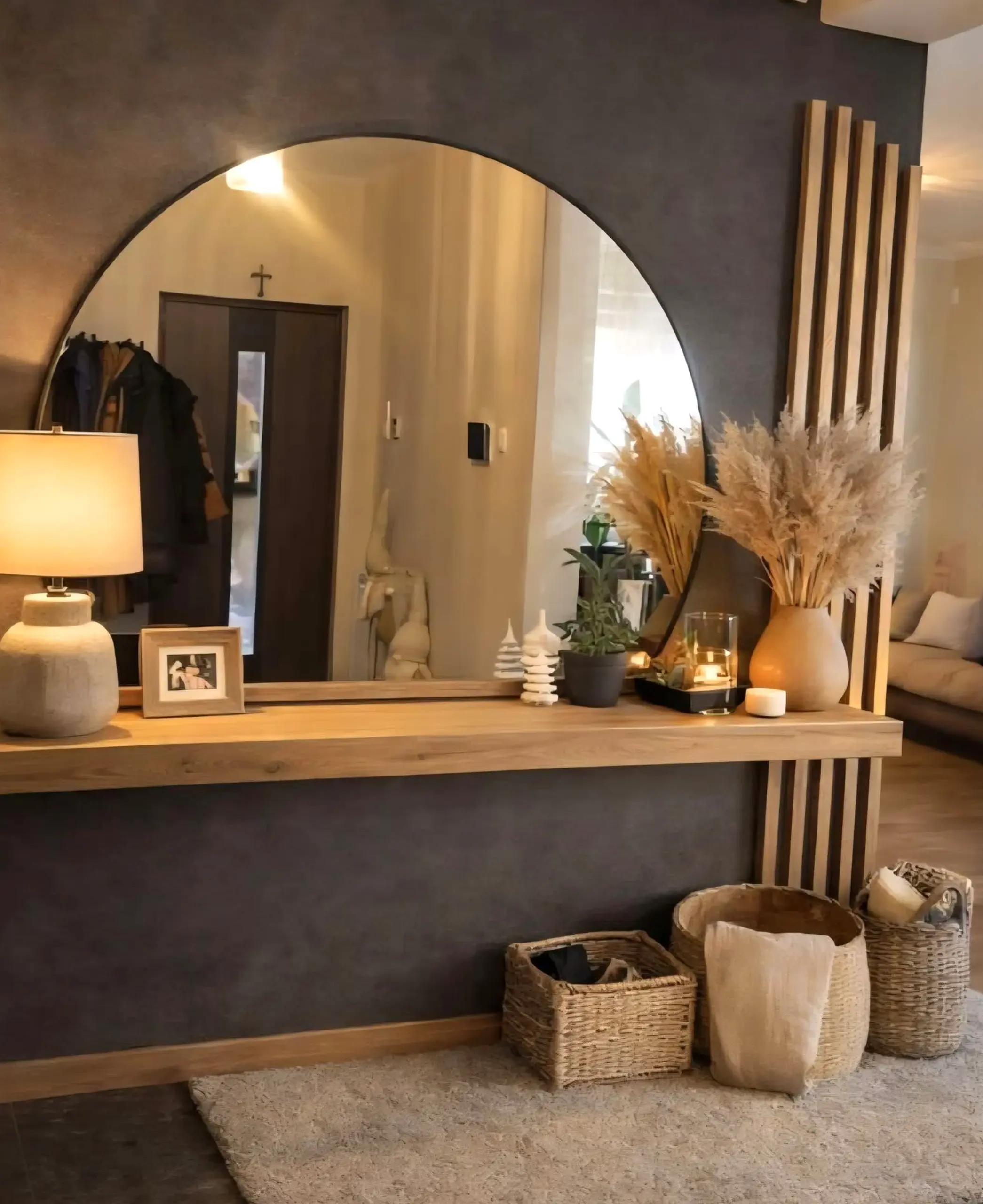 Quiet flower arrangement gives the setting more shape, so the whole view feels warm without clutter.