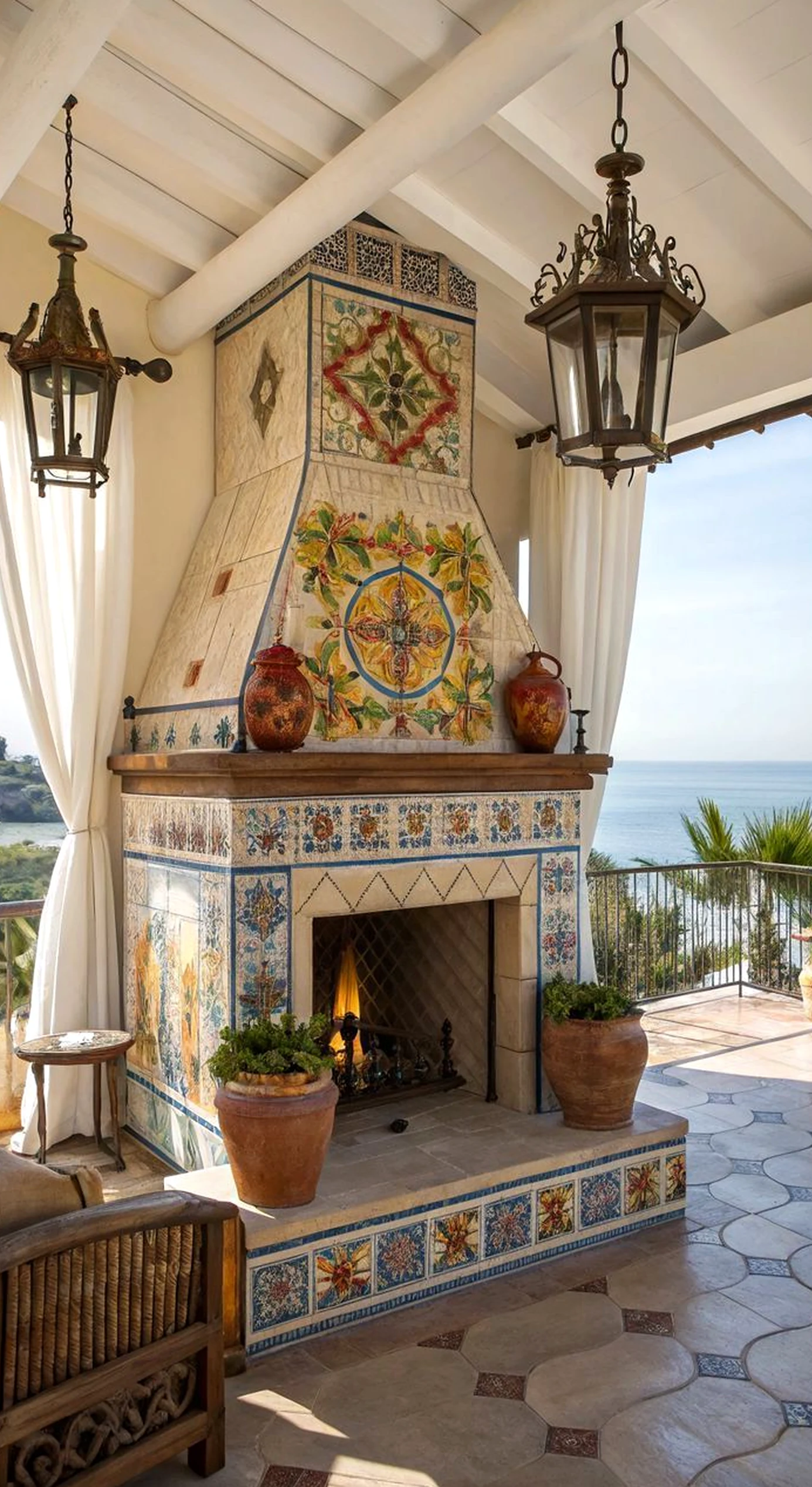 Open woven chair adds a clear layer of balance, helping the view feel personal and relaxed.