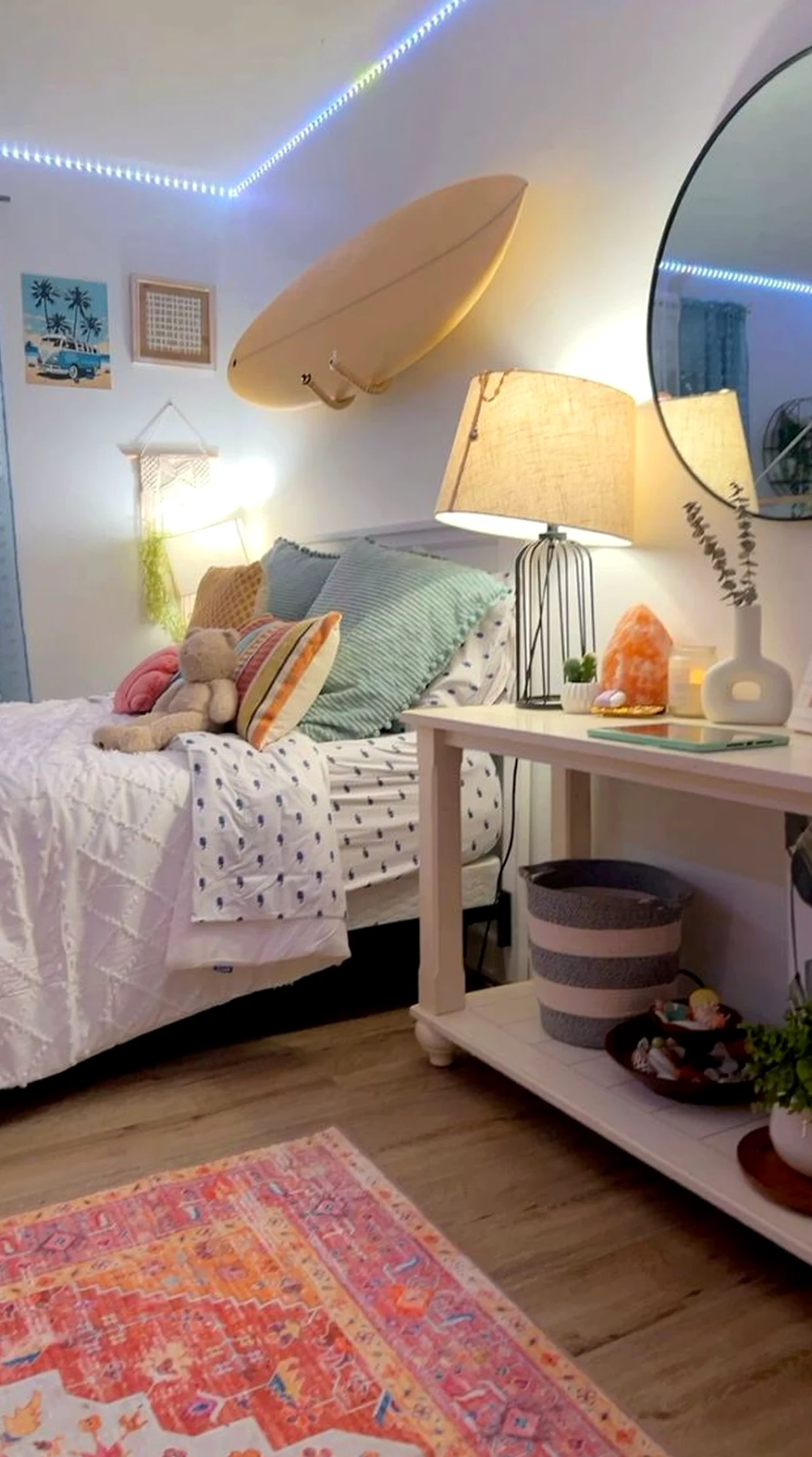 Cozy dining setup supports the corner through character, leaving the space feeling warm without clutter.