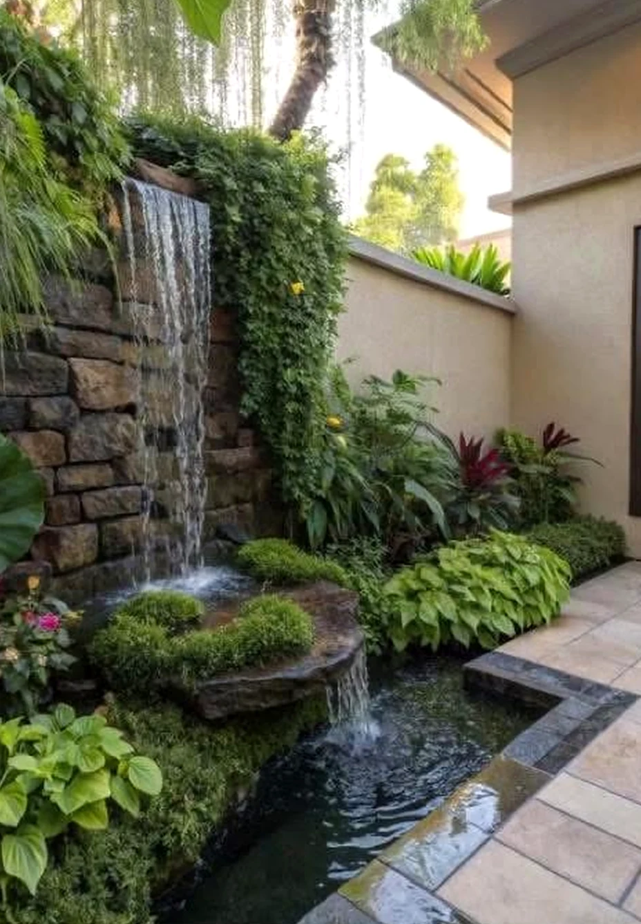 Colorful fireplace area adds focus across the entry, giving the decor a finish that feels visually grounded.