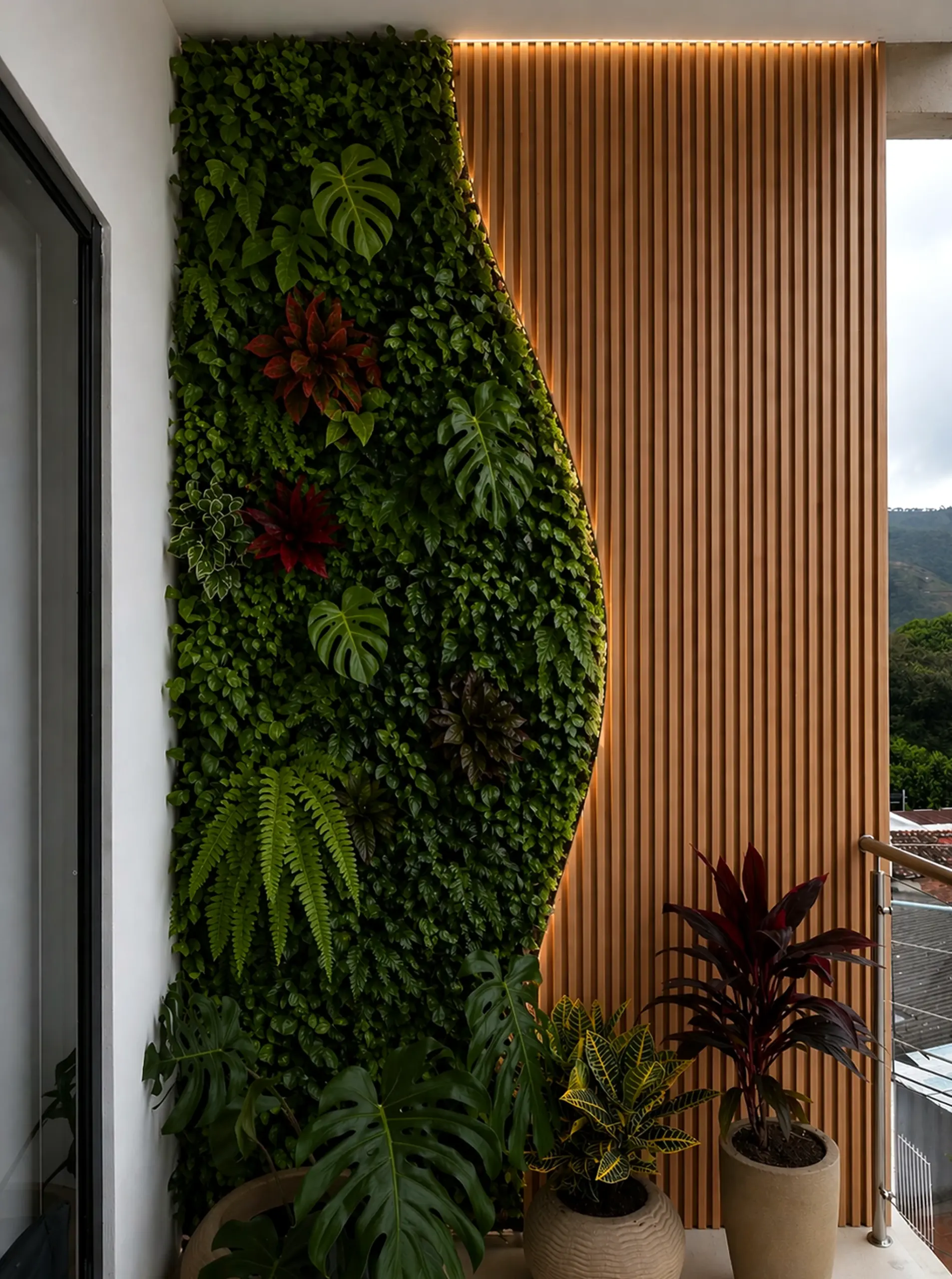 Subtle porch bench adds a clear layer of focus, helping the setting feel quietly finished.