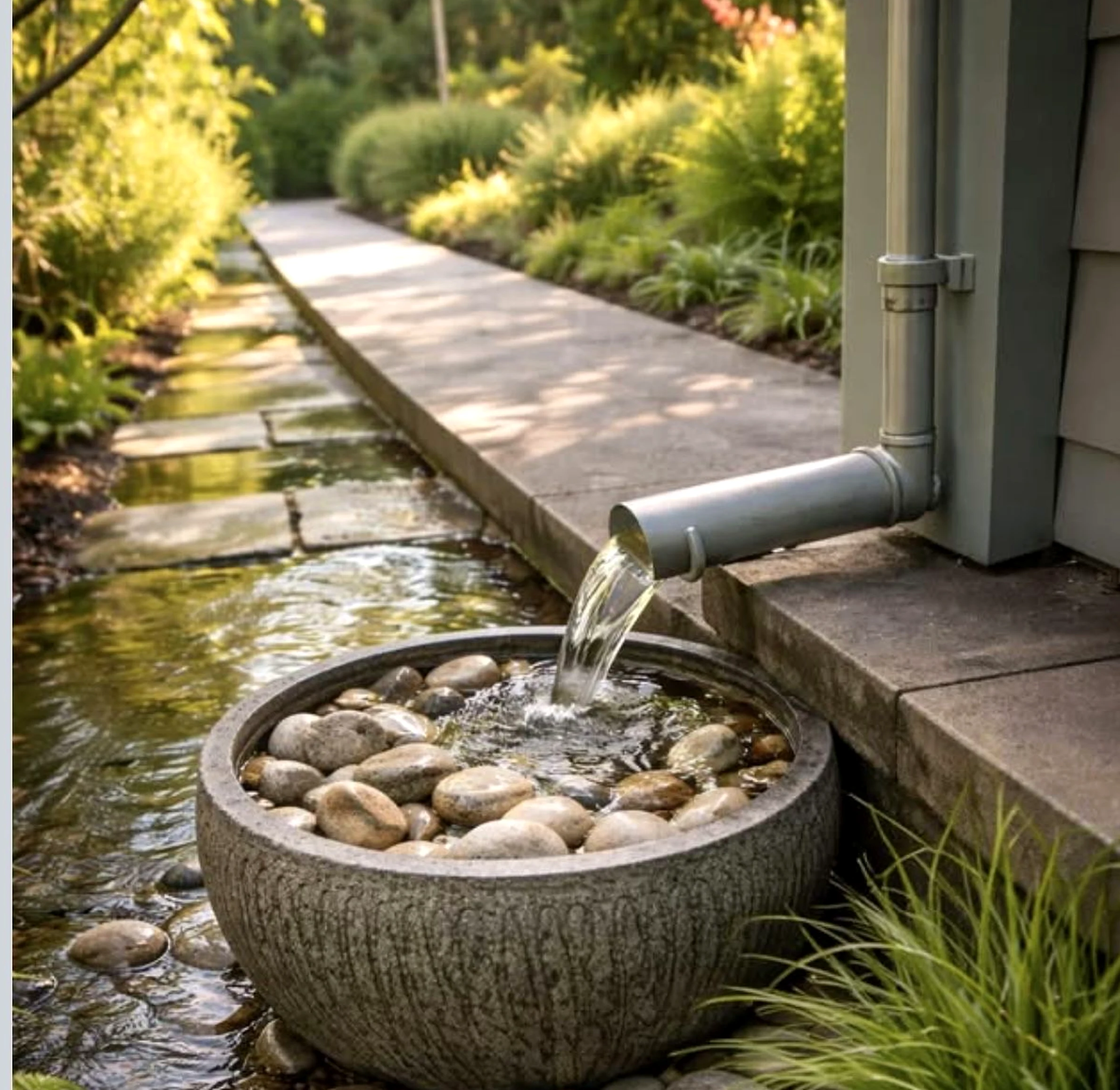 Crisp garden border frames the outdoor space with character, making the scene feel personal and relaxed.