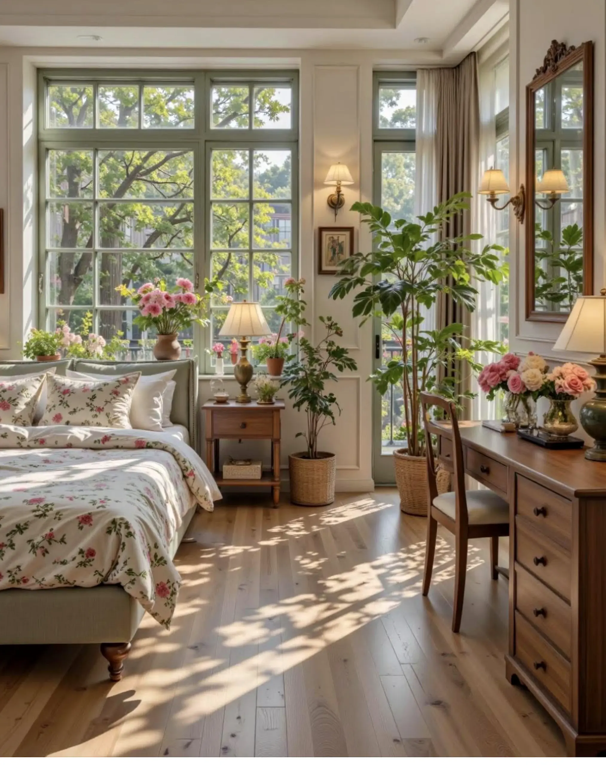 Textured sunlit room adds detail across the design, giving the decor a finish that feels visually grounded.