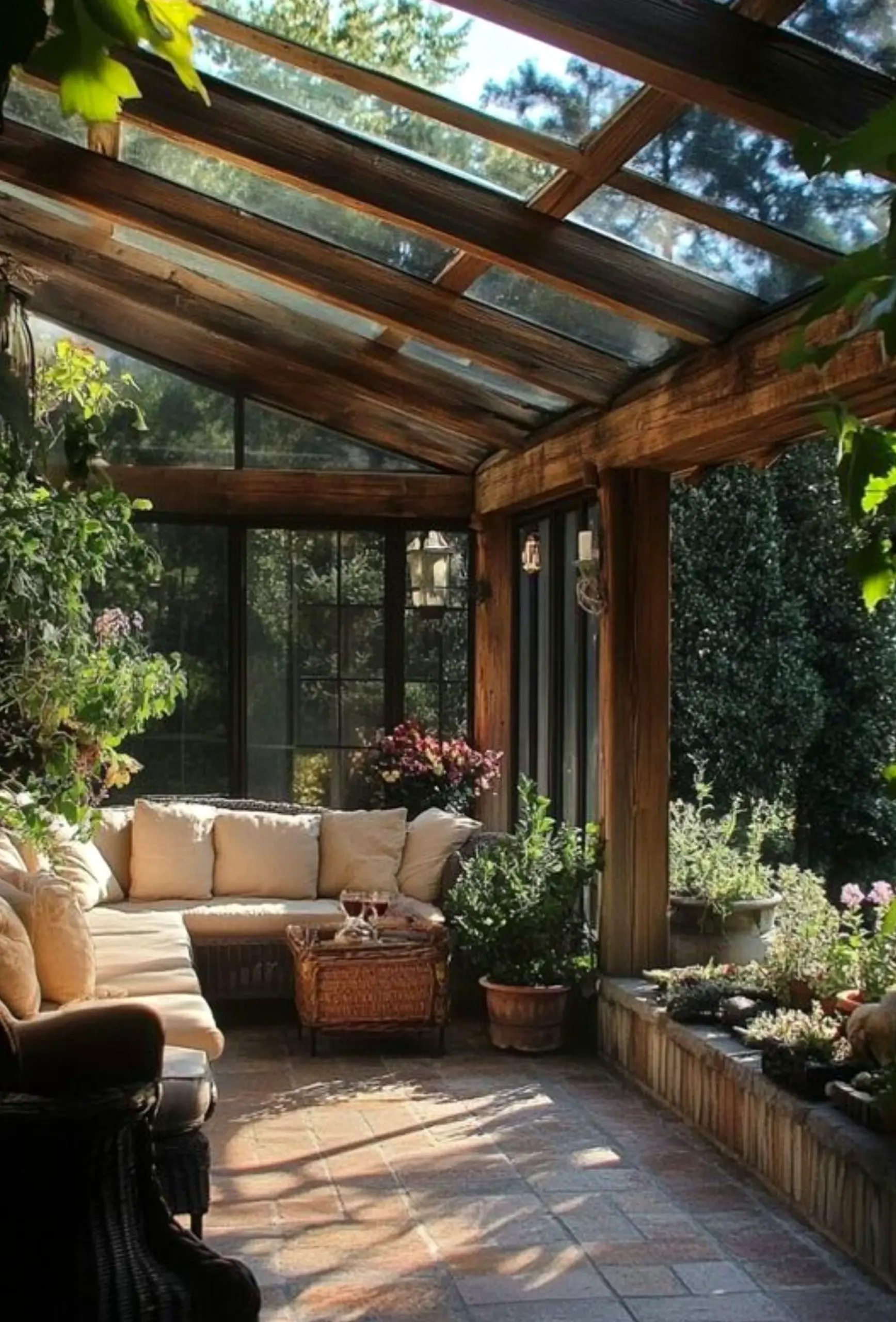 Cozy terrace table supports the backdrop through warmth, leaving the space feeling quietly finished.