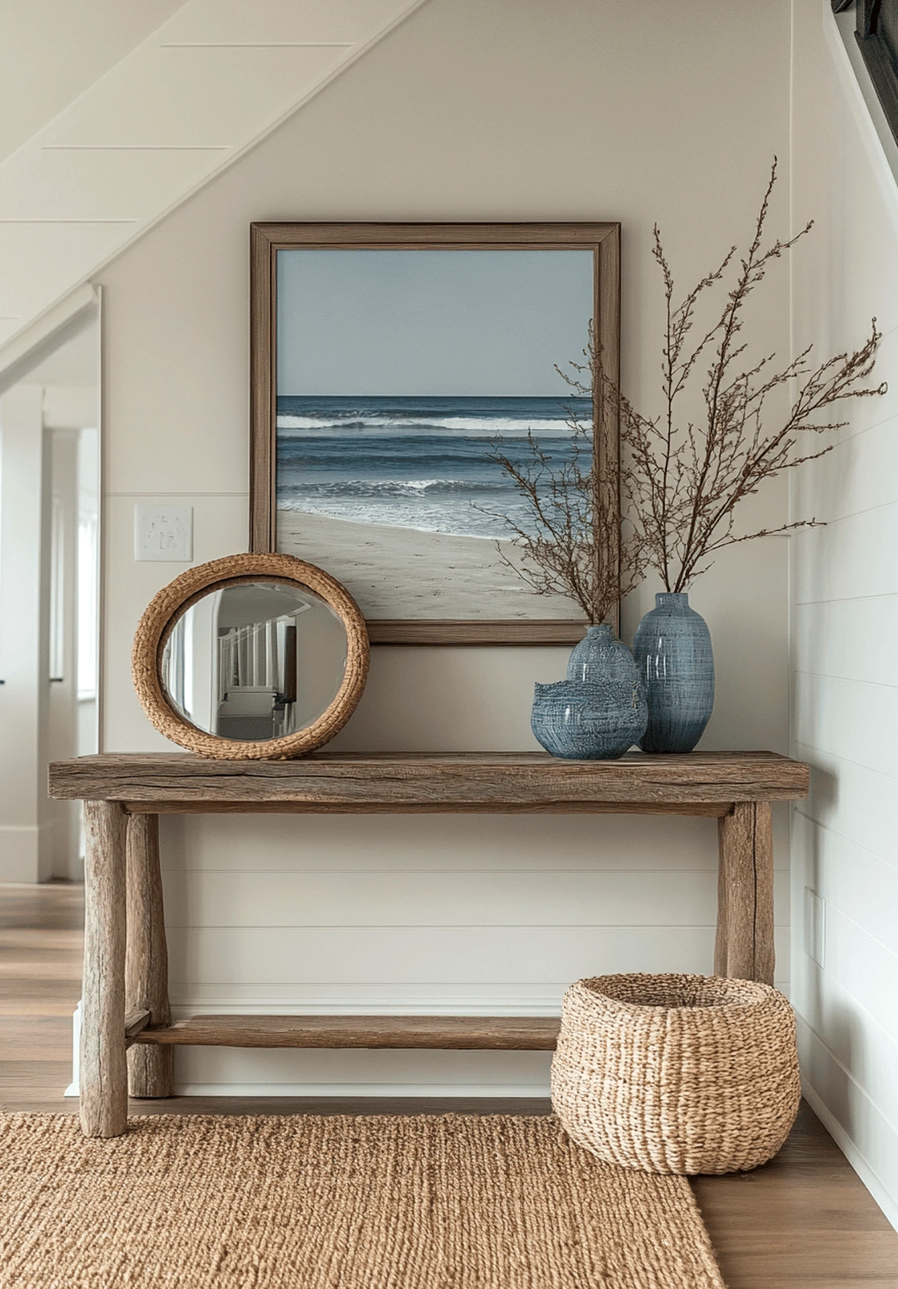 Balanced storage corner frames the backdrop with softness, making the scene feel soft at the edges.
