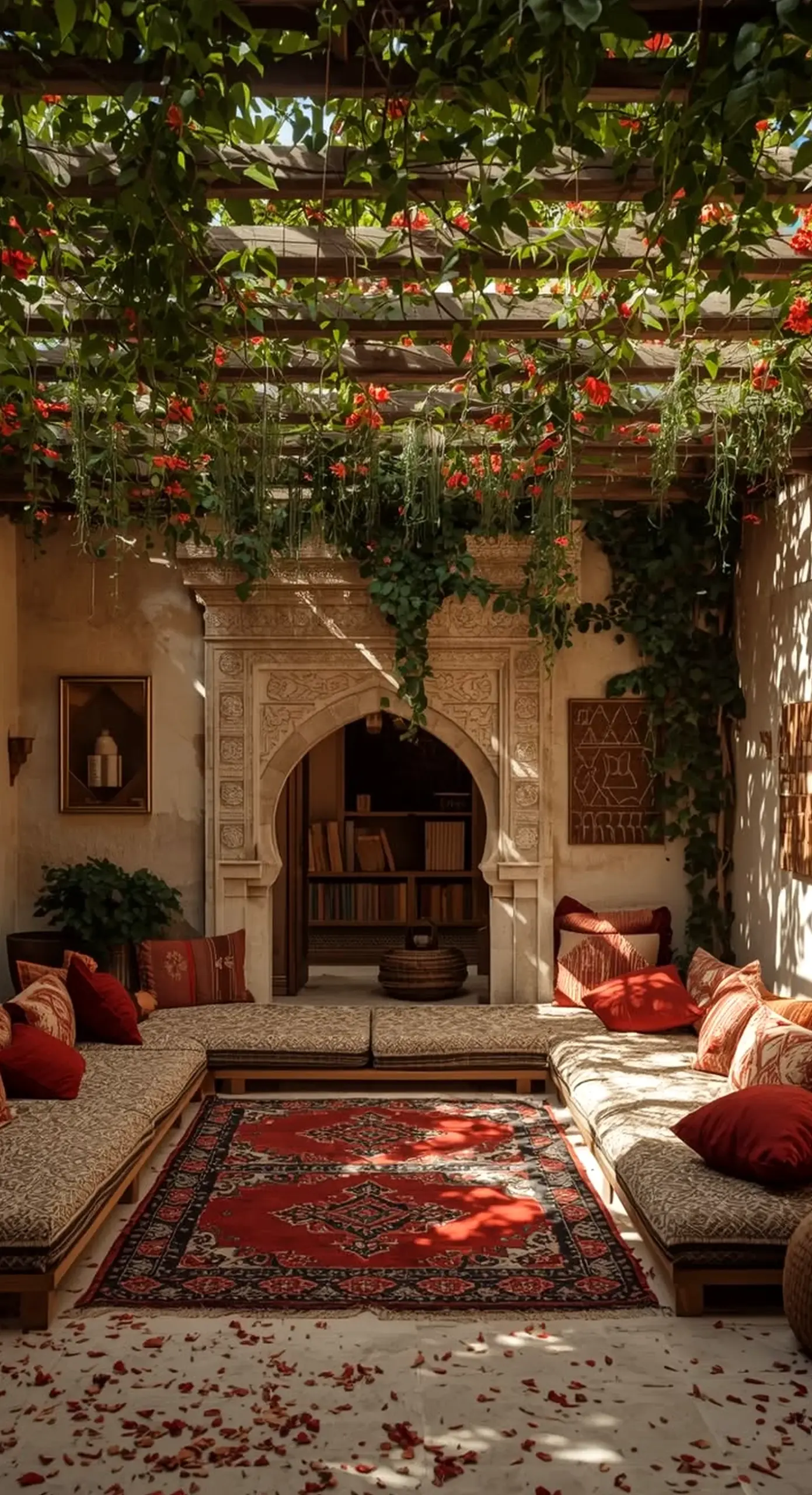 Refined courtyard view gives the wall more depth, so the whole view feels simple yet expressive.