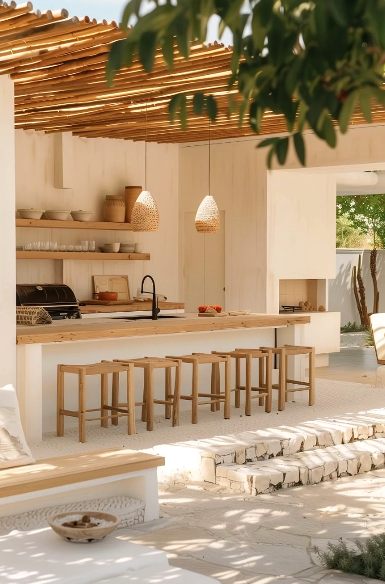 Airy breakfast table draws attention to shape while the corner stays soft at the edges.
