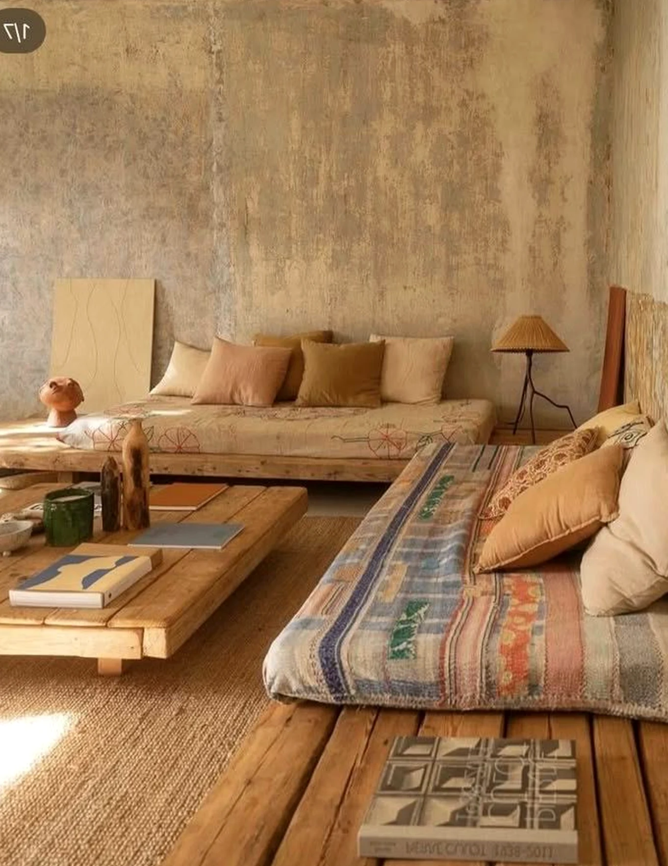 Airy wooden deck adds a clear layer of shape, helping the room feel personal and relaxed.