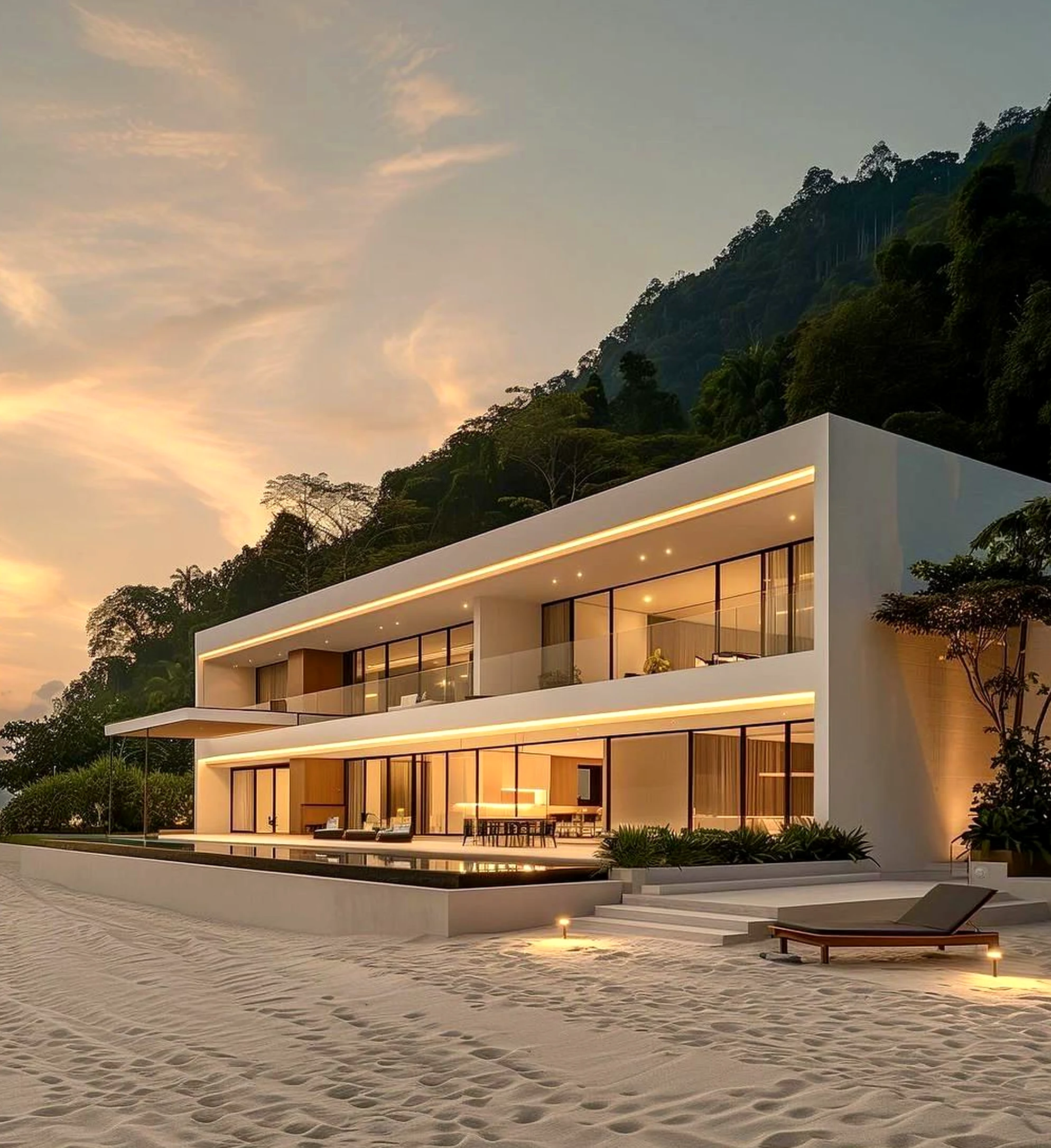 Earthy cabinet wall gives the table more movement, so the whole view feels ready for quiet use.