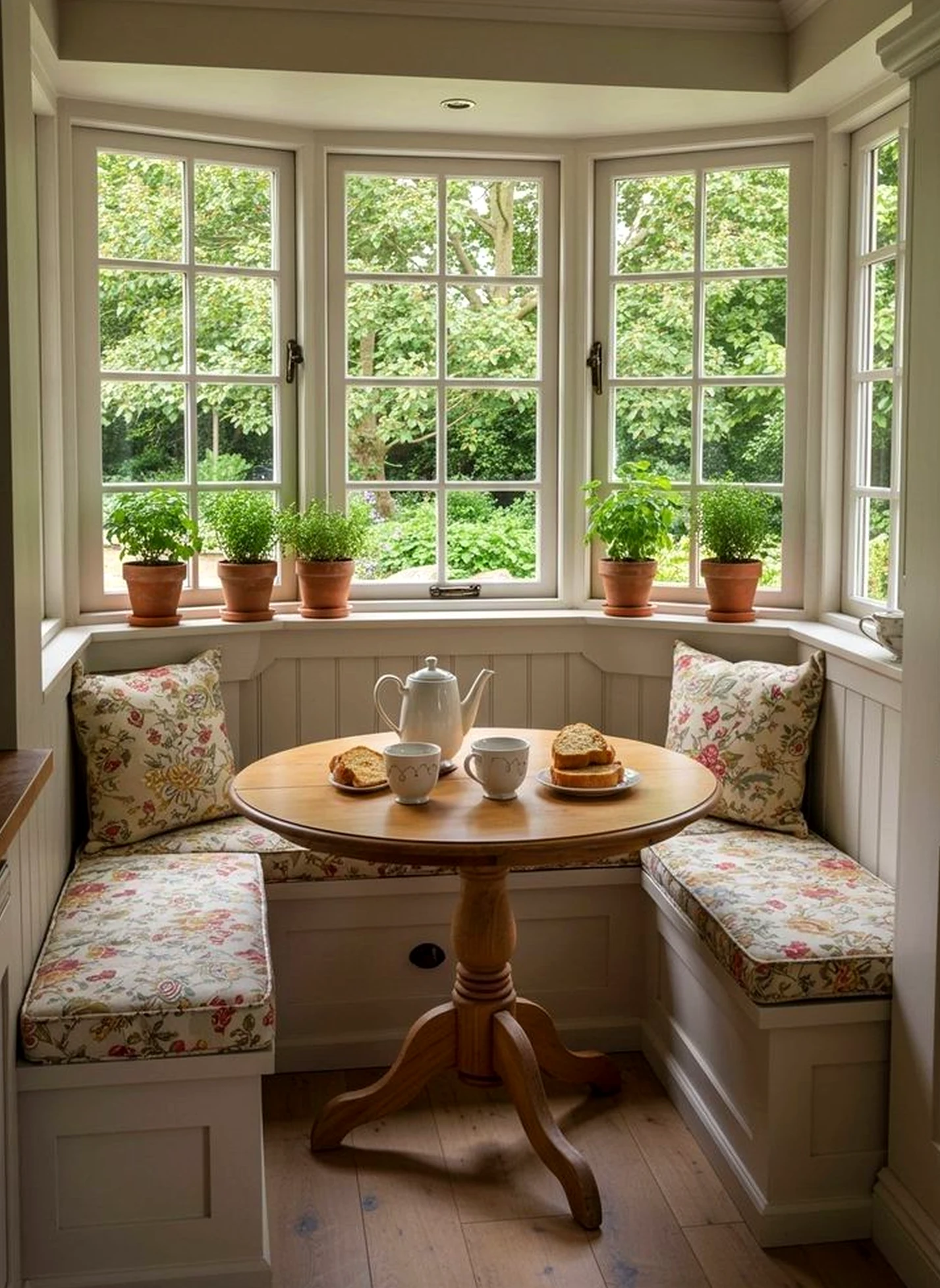 Calm sunlit room frames the backdrop with depth, making the scene feel comfortable in daily use.