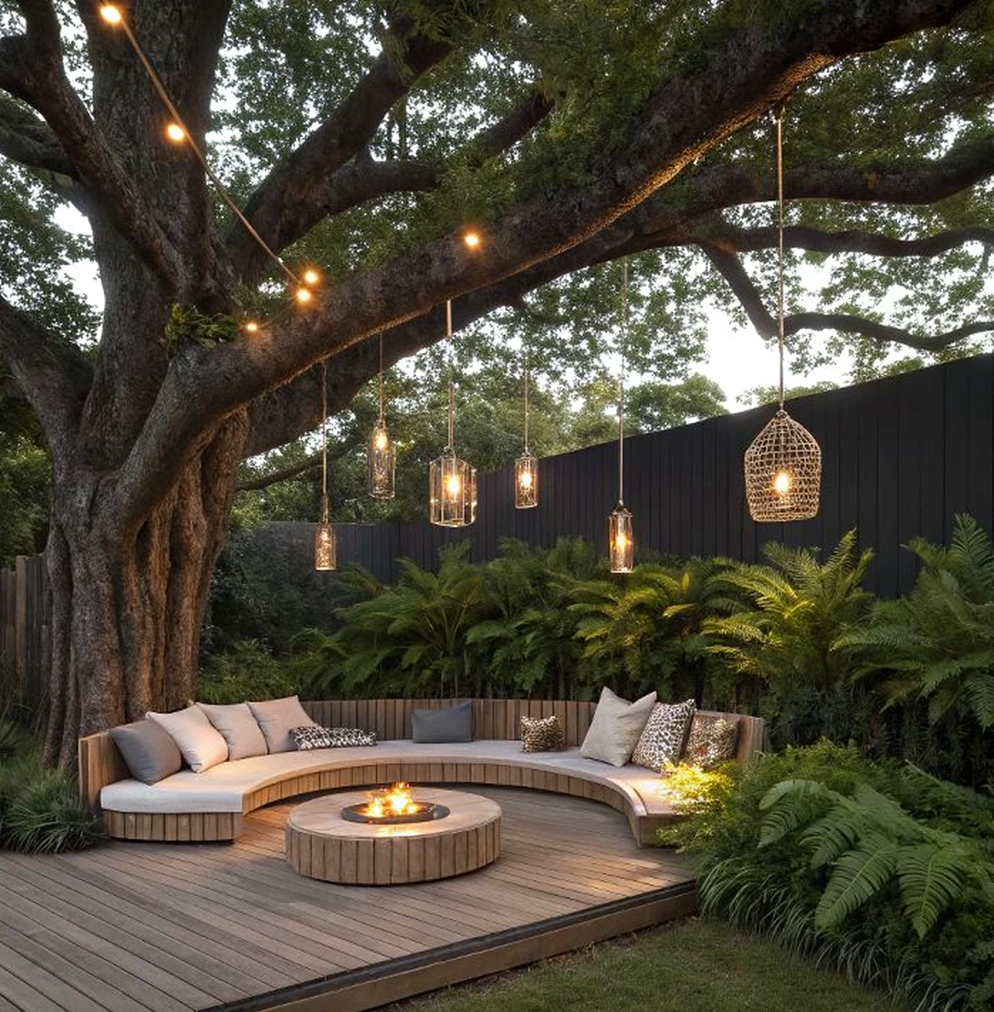 Luminous porch bench supports the design through rhythm, leaving the space feeling open and lived-in.