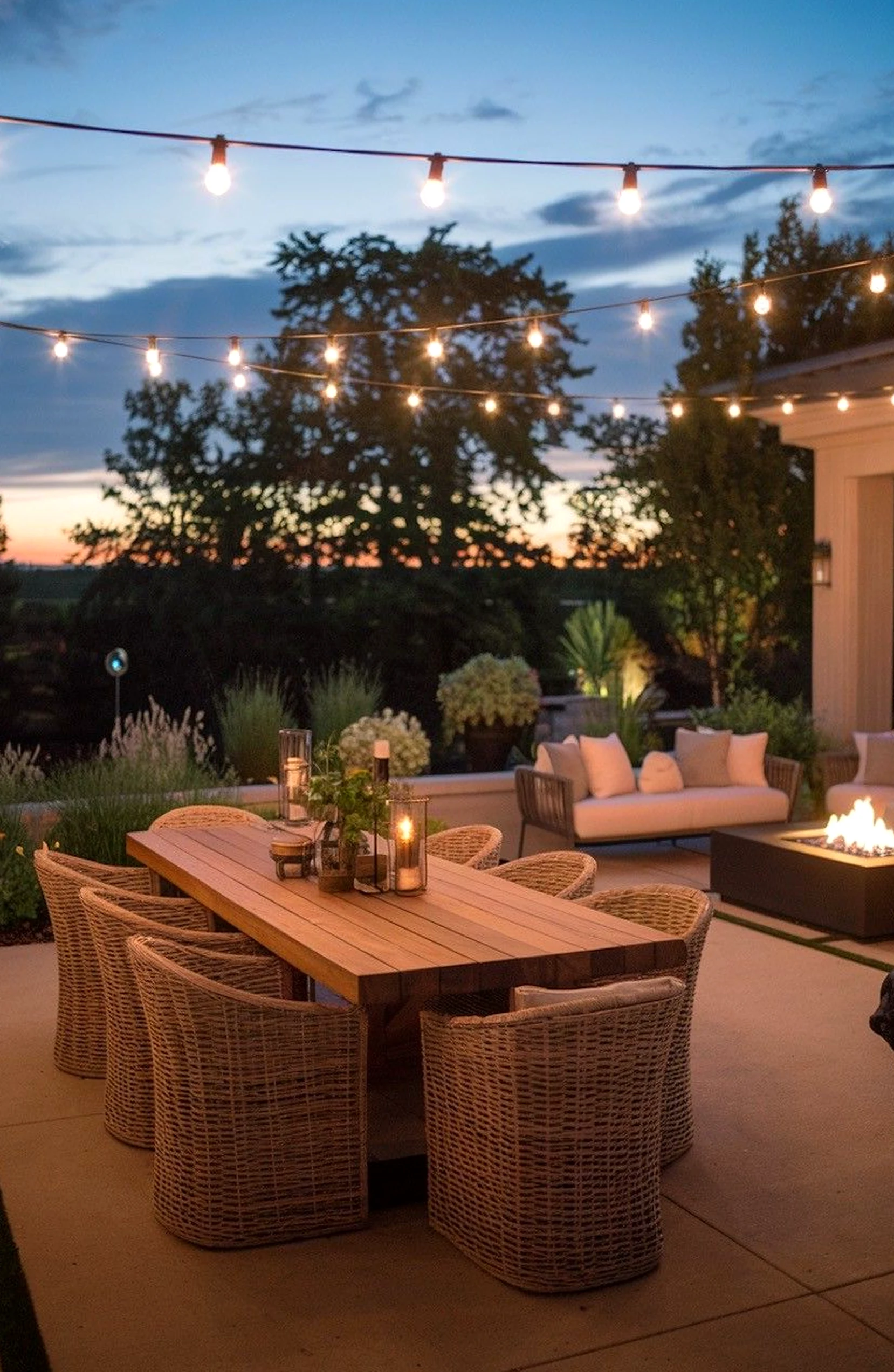 Calm fireplace area frames the corner with warmth, making the scene feel easy to enjoy.