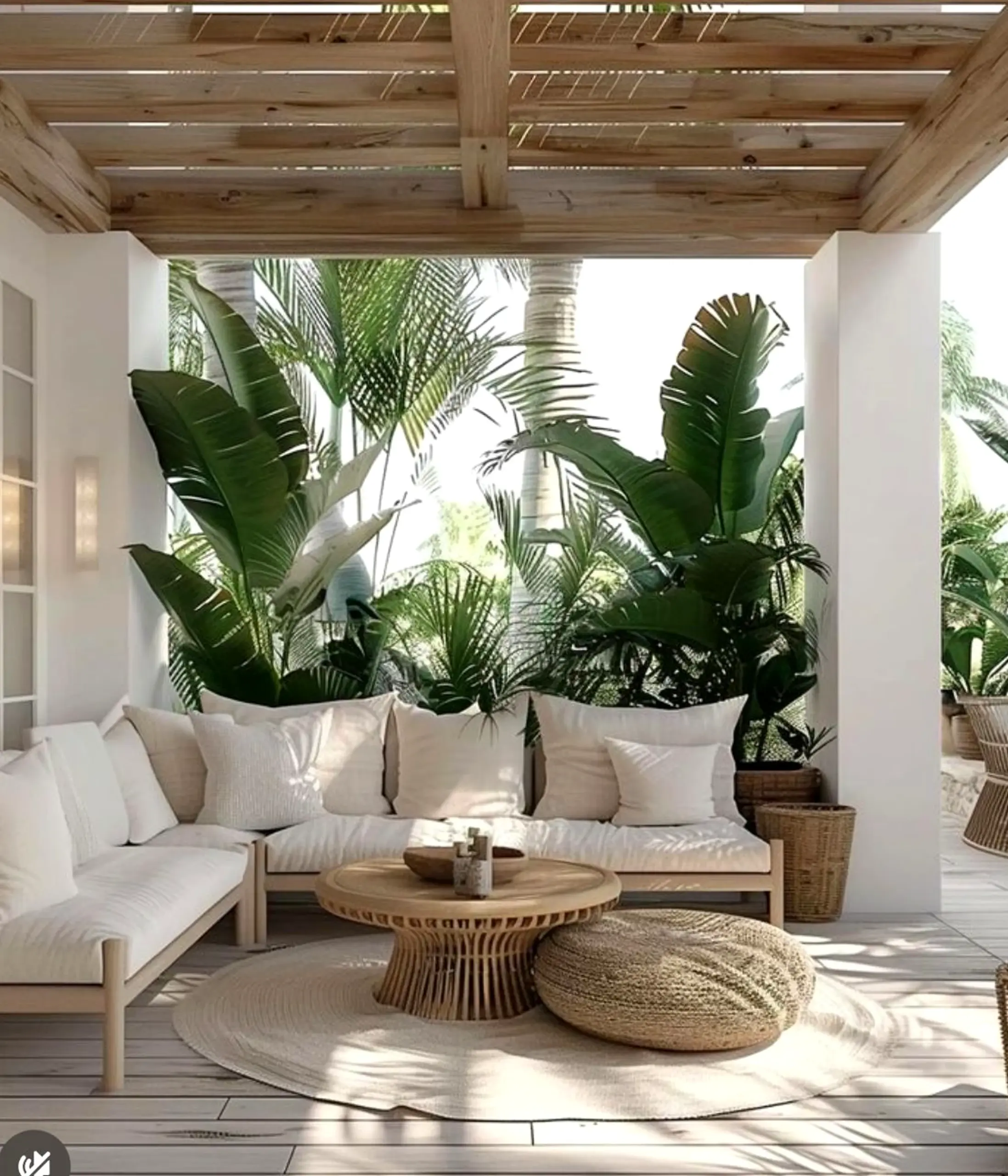 Cozy terrace table adds a clear layer of softness, helping the arrangement feel open and lived-in.