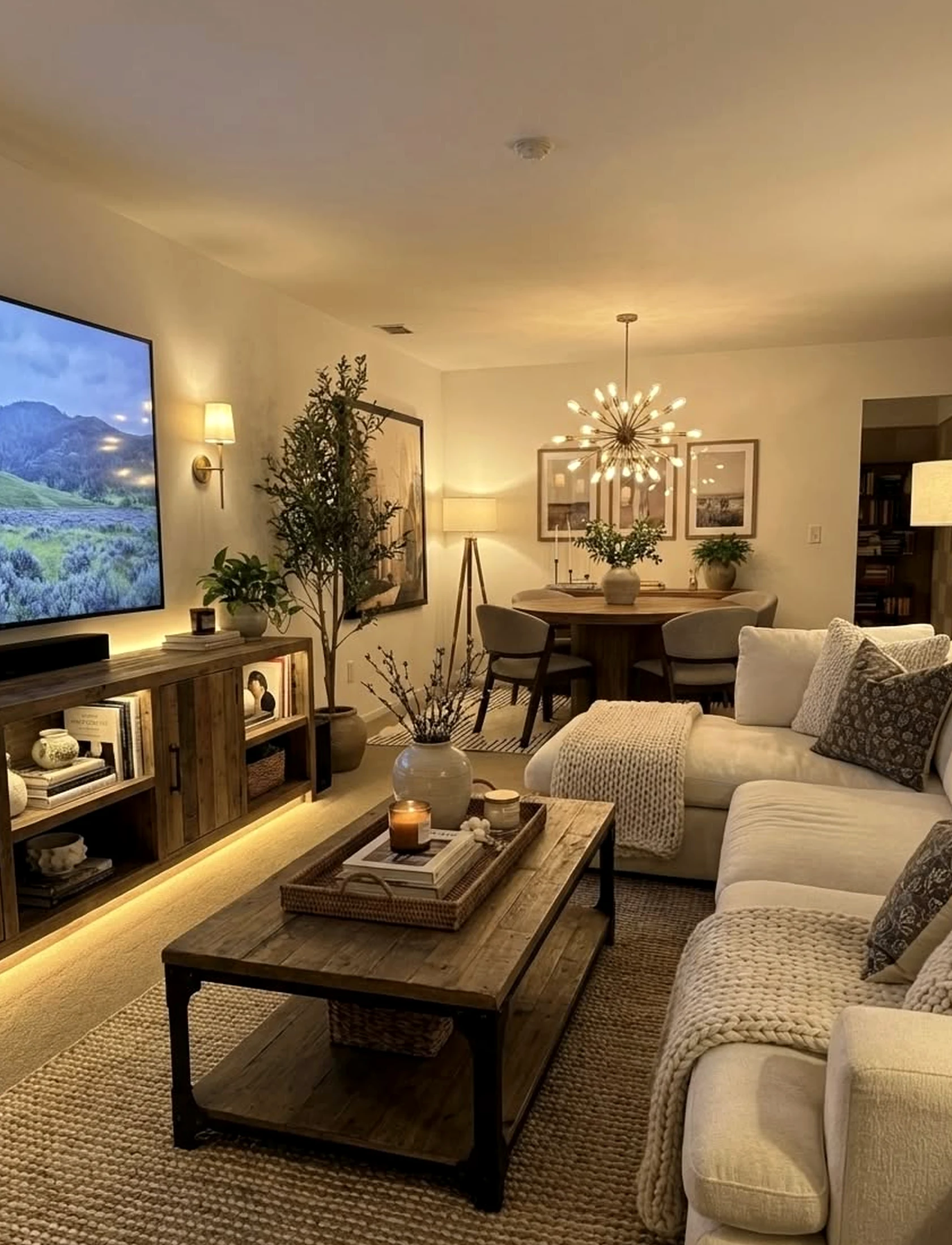 Bright soft sofa brings a useful note of personality, making the view feel pleasantly composed.