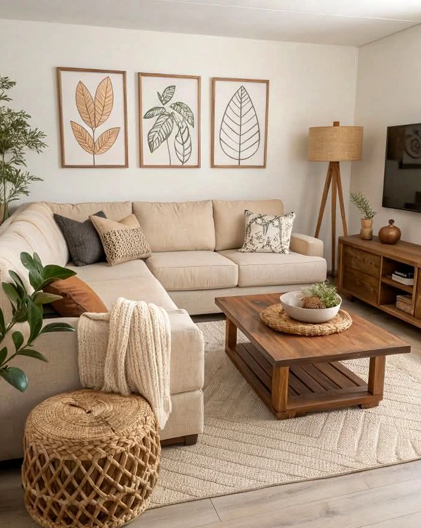 Refined reading corner introduces rhythm into the view, keeping the atmosphere warm without clutter.