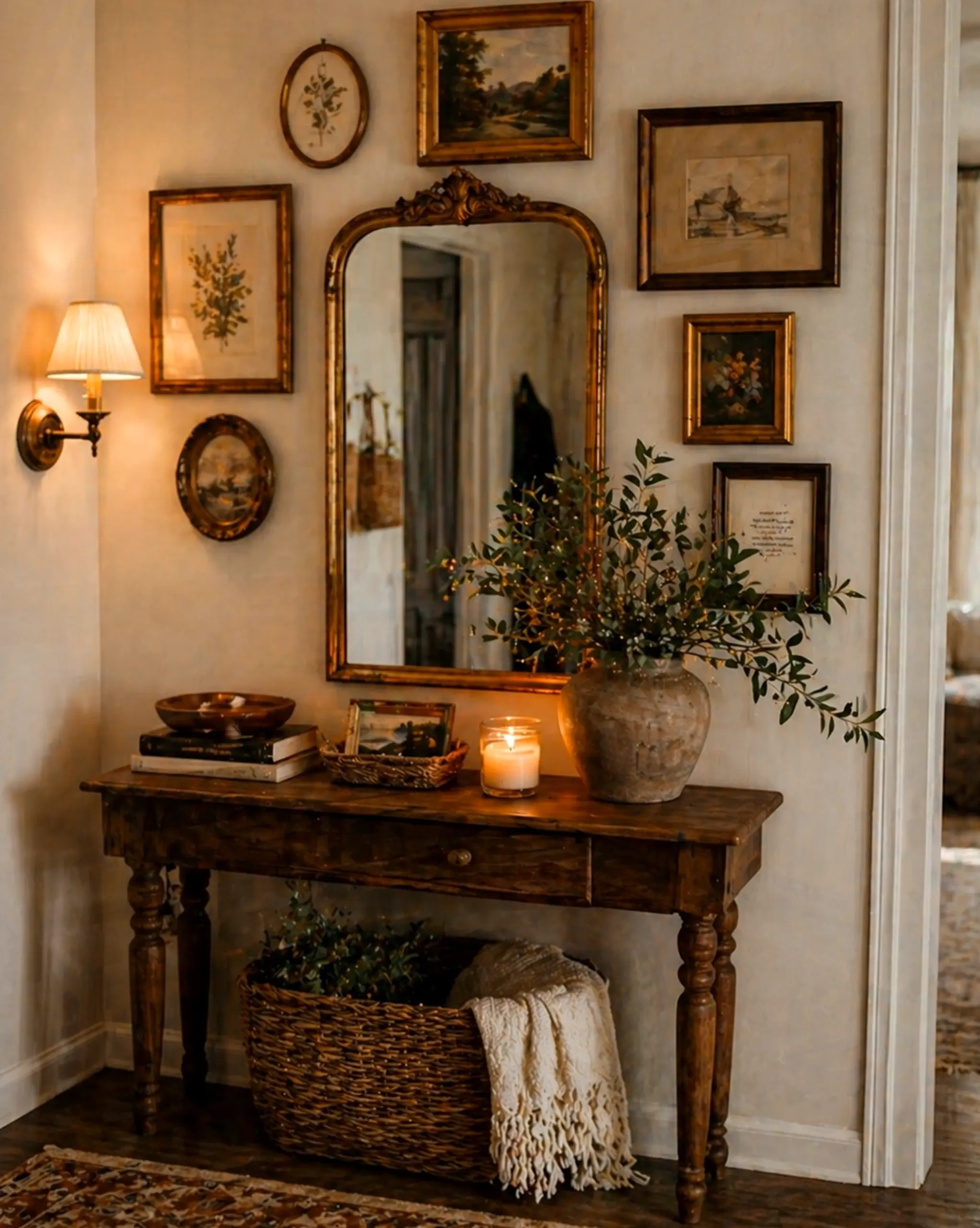 Quiet arched doorway draws attention to detail while the sitting area stays pleasantly composed.