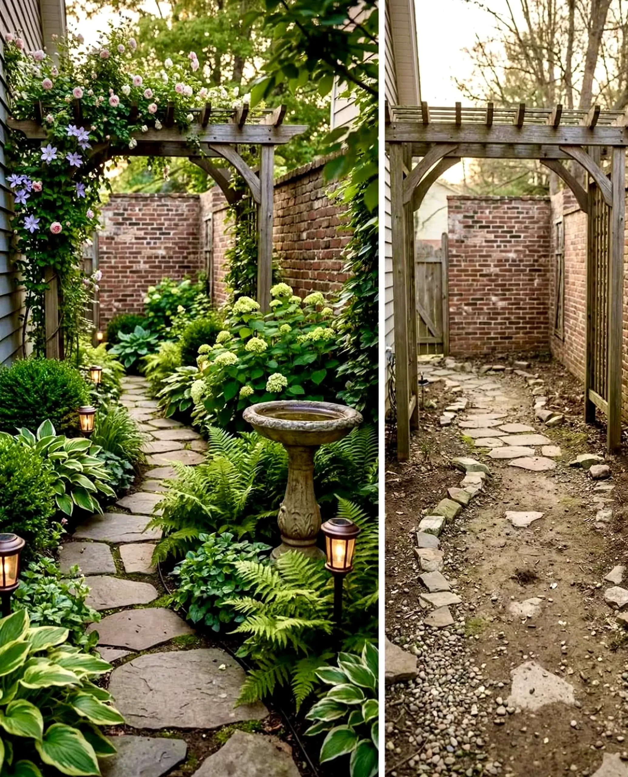 Colorful courtyard view adds texture across the entry, giving the decor a finish that feels settled and welcoming.