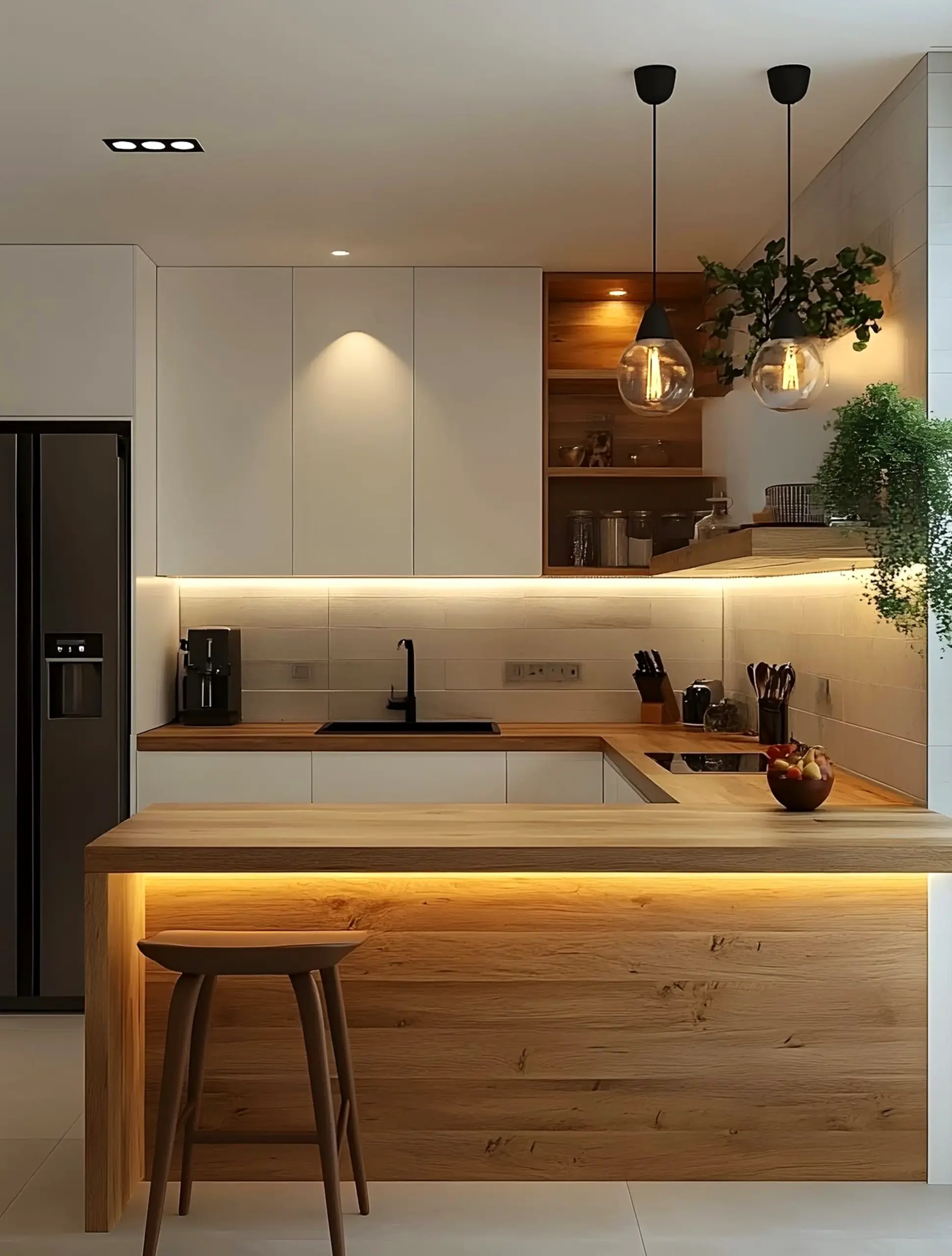 Open kitchen nook adds a clear layer of contrast, helping the table feel settled and welcoming.