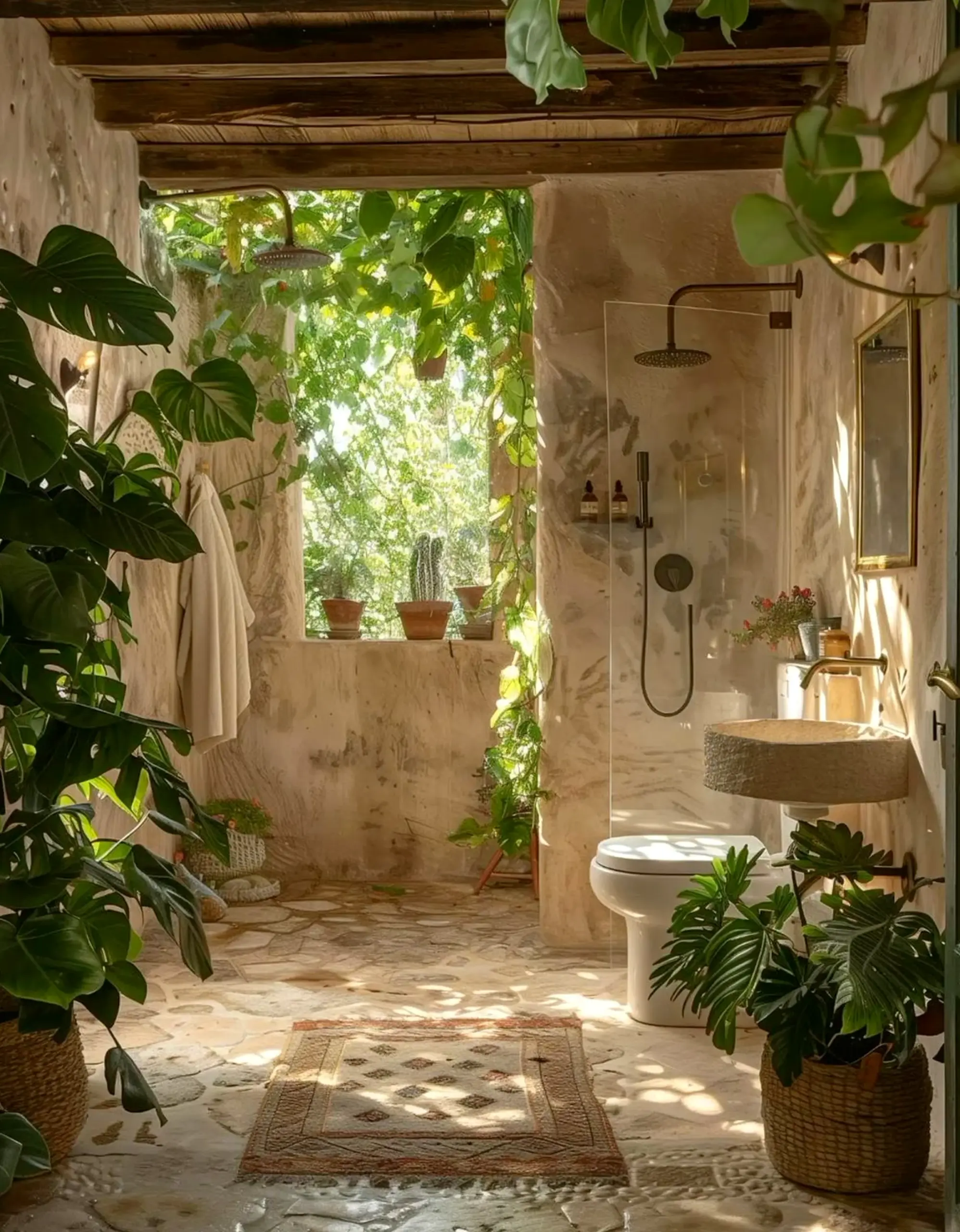 Colorful sink area anchors the wall with movement, giving the view a mood that feels clear and inviting.
