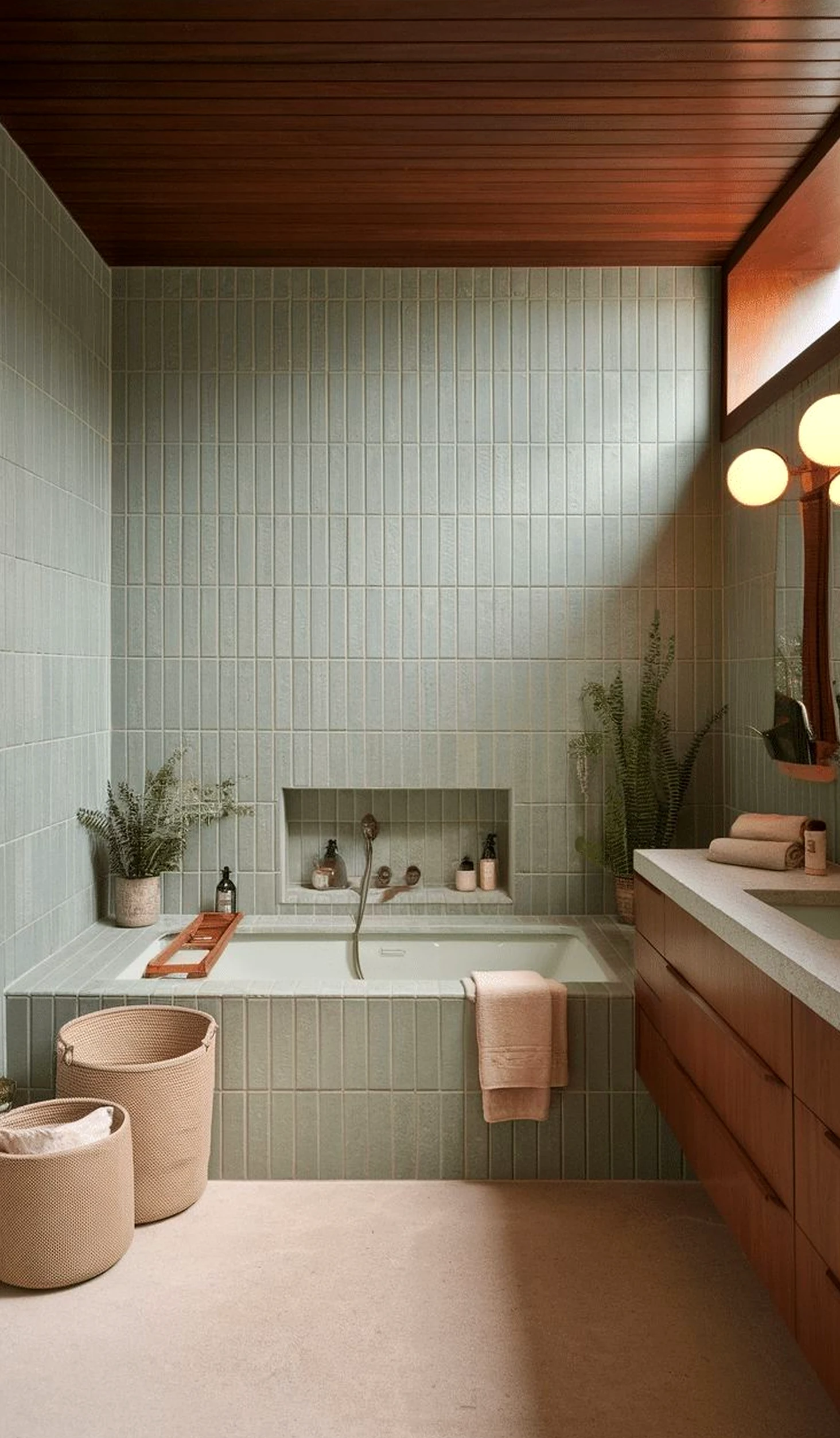 Luminous ceiling detail draws attention to rhythm while the arrangement stays pleasantly composed.