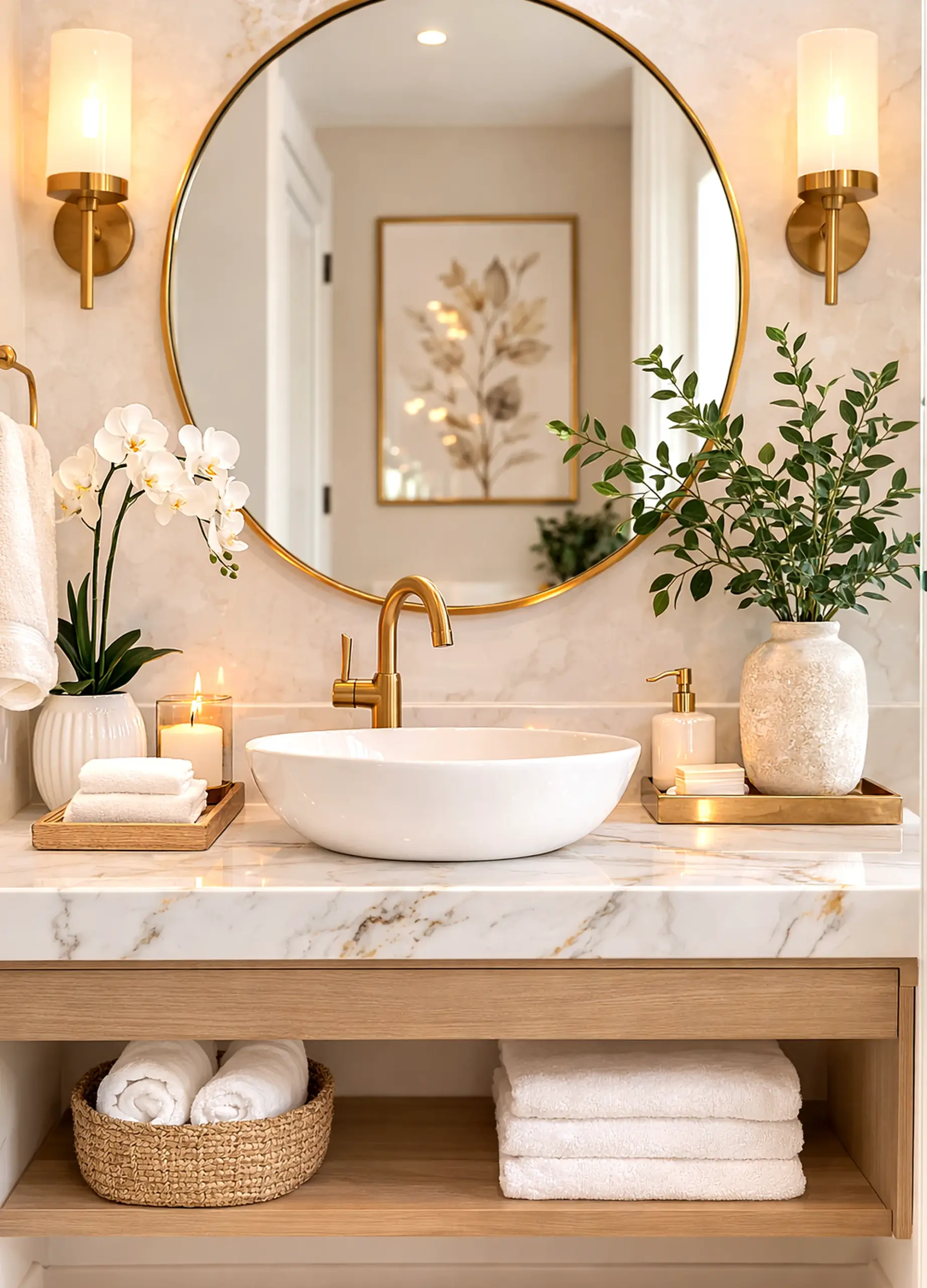 Textured reading corner brings texture to the arrangement, creating a mood that feels quietly finished.