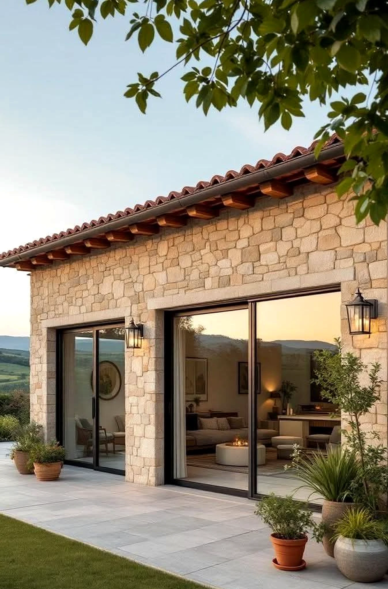 Tactile poolside setting brings a useful note of softness, making the wall feel clear and inviting.