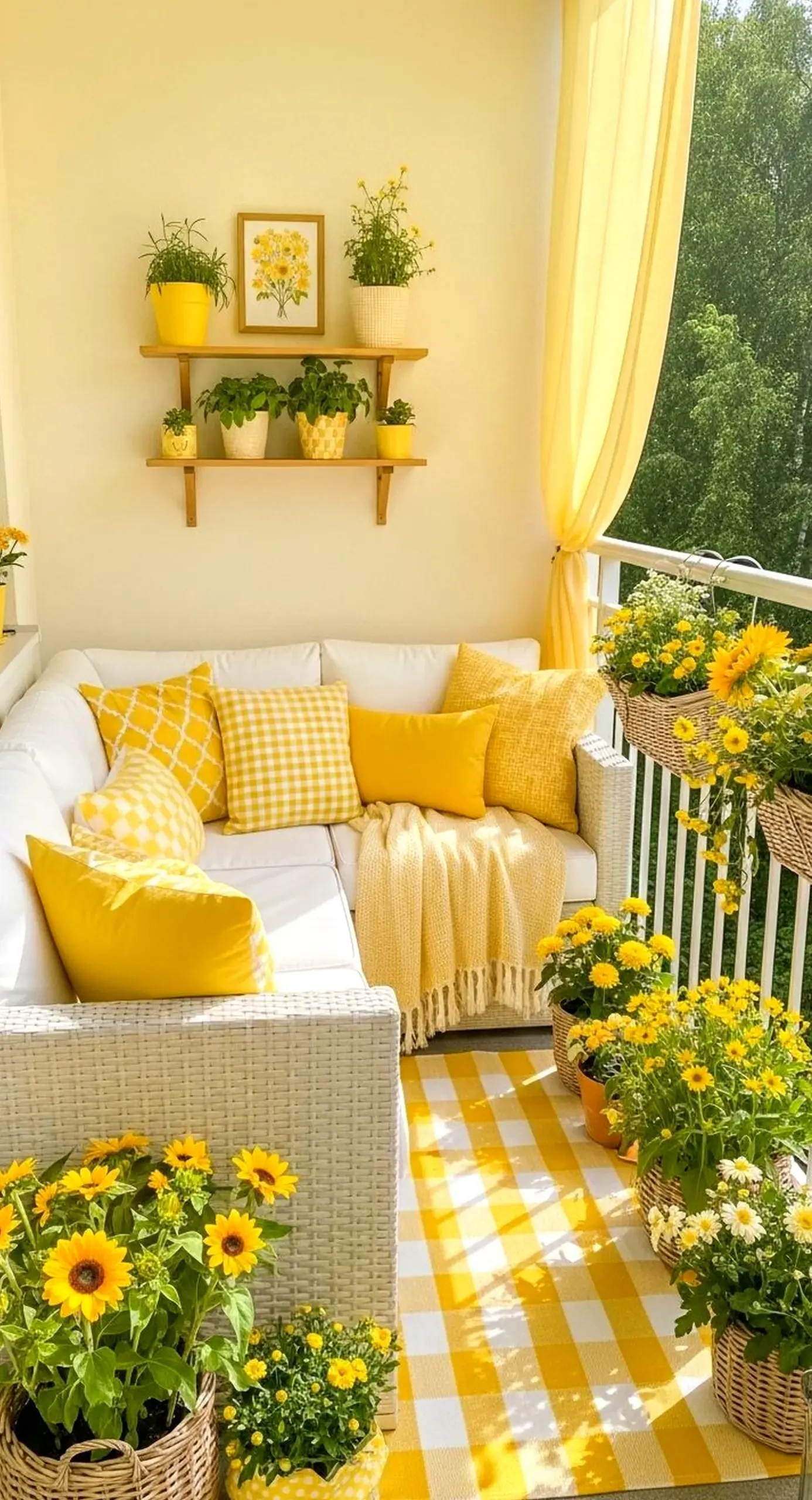 Textured courtyard view brings depth to the setting, creating a mood that feels clear and inviting.