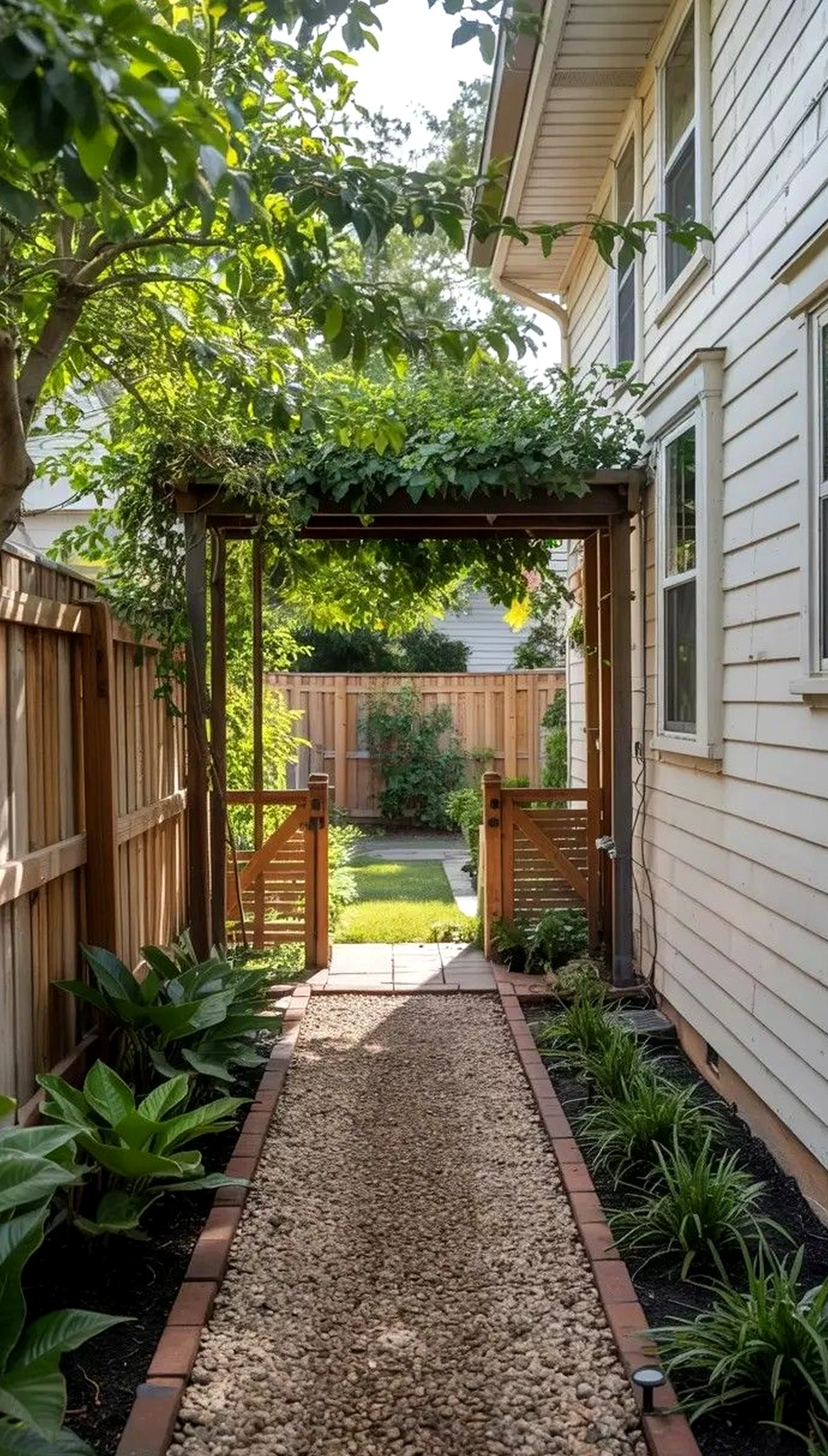 Calm reading corner introduces texture into the garden edge, keeping the atmosphere pleasantly composed.