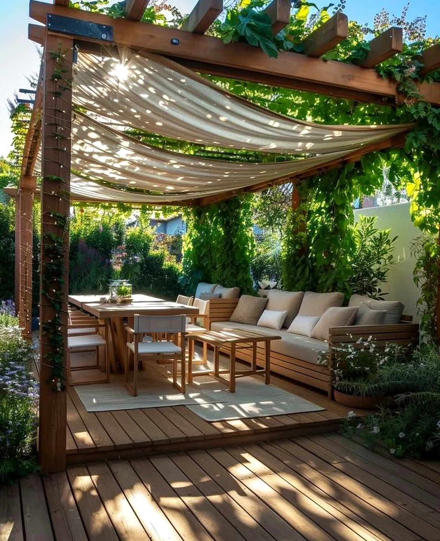 Tactile patio corner adds a clear layer of softness, helping the garden edge feel easy to enjoy.