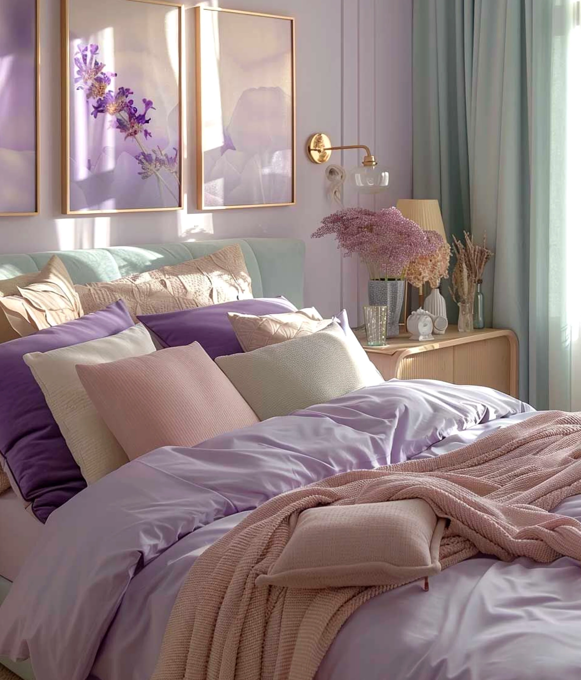 Subtle ceiling detail anchors the arrangement with rhythm, giving the view a mood that feels soft at the edges.